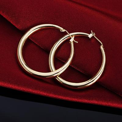 925 Sterling ezüst 3,5 cm-es kerek fülbevaló kiváló minőségű 18k aranyozott divatékszer esküvői karácsonyi ajándék