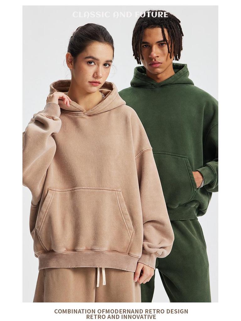 Chain Tide Menswear | 2025 Autumn/Winter Boxy Fit Ripped Distressed Hooded Sweatshirt with Plus Velvet