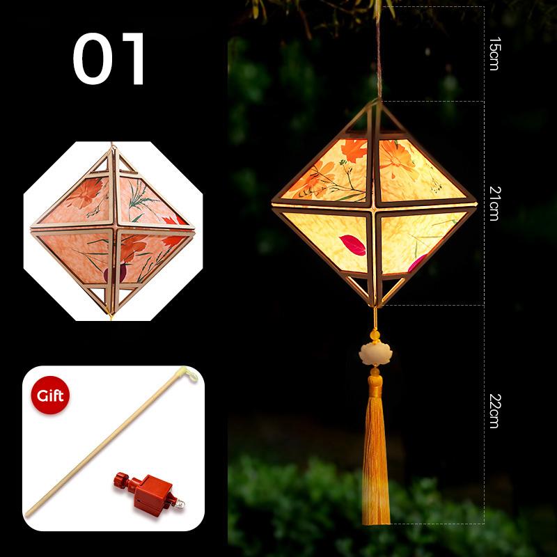Mid-autumn Portable Lantern With Tassel Waterproof Chinese Antique Wood Carving Palace Light Lamp New Year Spring Festival Decor