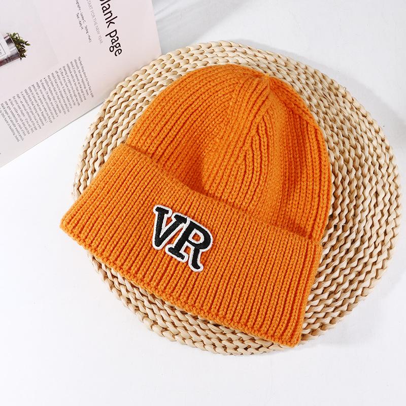 Letter Wool Hat Korean Version Versatile Knit Hat for Women Fashion Autumn and Winter Warm Face Showing Small Ear Protection Cold Hat Trendy