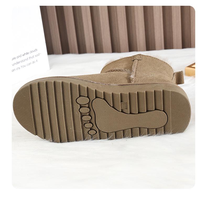 Women's Winter Fur-Lined Genuine Leather Snow Boots - Short, Non-Slip, Warm, and Thick with Zipper