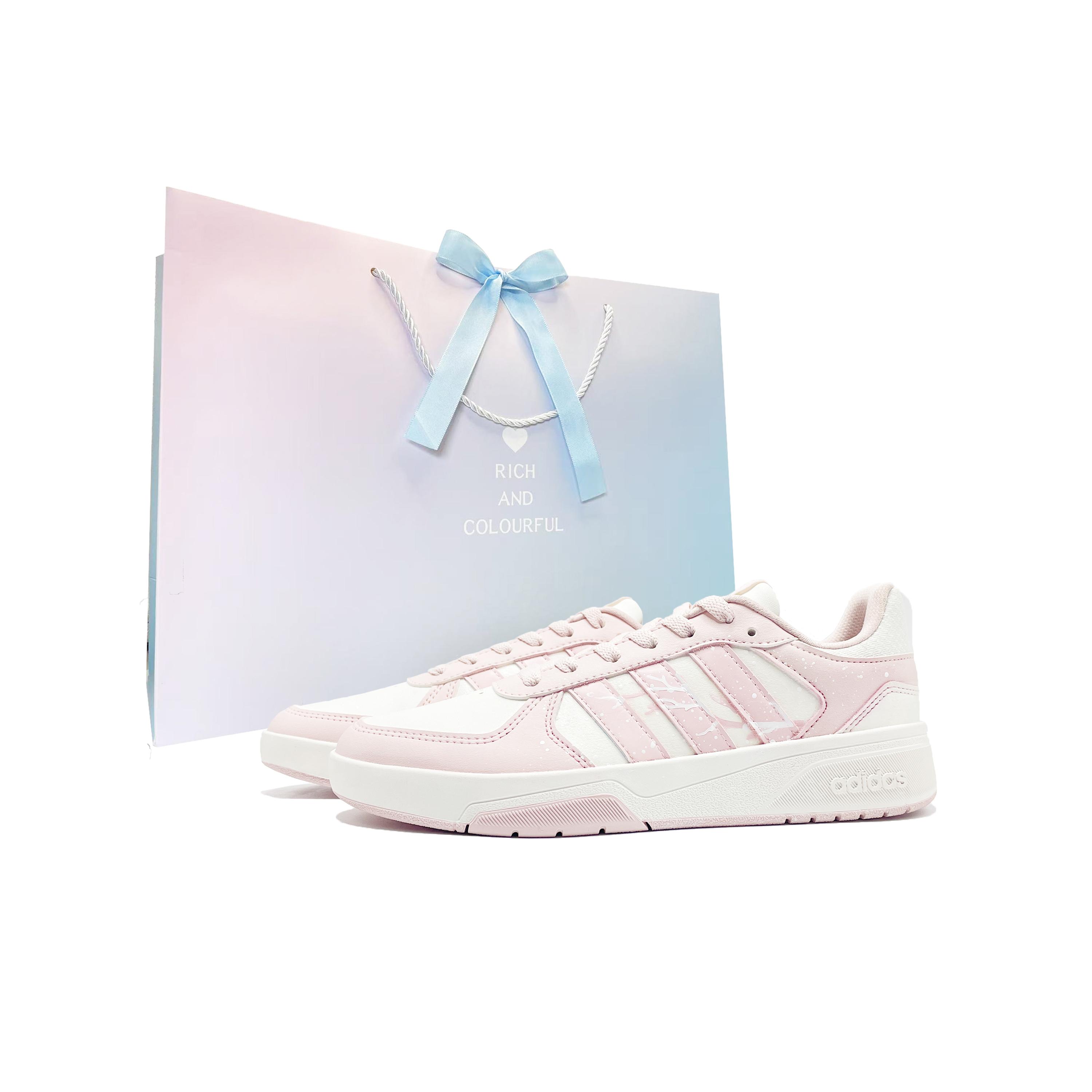 

Adidas COURTBEAT Cherry Blossom Snow Wrapping, Wear Resistant And Non Slip Low top Skateboard Shoes Unisex Pink White KI6785(Team847--) 36
