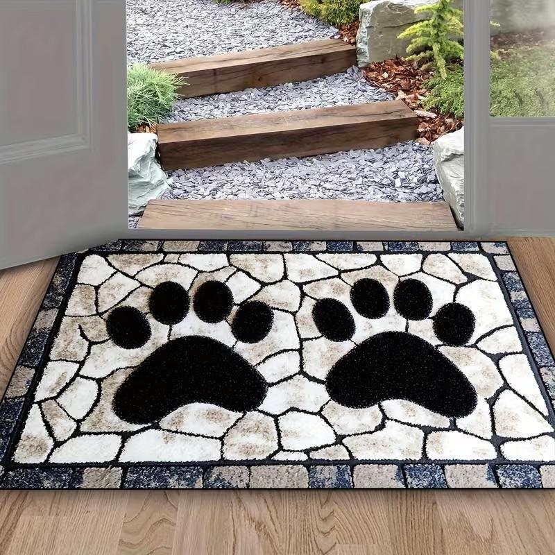 Paw Print Doormat Colorful Pet Welcome Mat Cute Entryway Decor Carpet Funny Home Floor Decor for Doorway Hallway Living Room