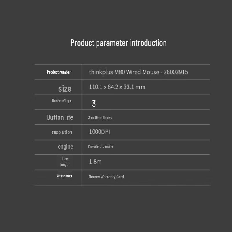 Lenovo Thinkplus M80 Wired Mouse