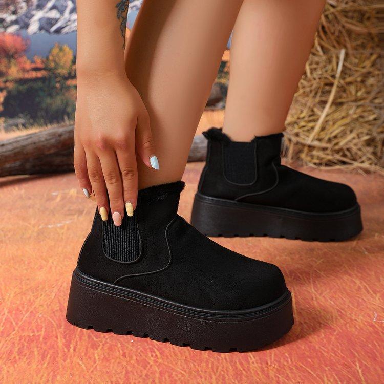 

Женские зимние теплые ботинки с мехом, мягкой подошвой, большим размером, стремешком на одну ногу, нескользящие, спортивные хлопковые ботинки до щиколотки с подкладкой 42 чёрный