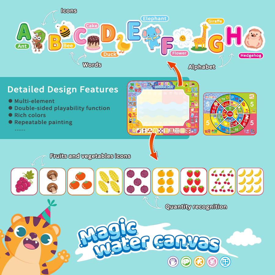 2IN1 Magic Water Painting Mat & Ball Dart Throwing Montessori Doodle Canvas Boosts Creativity & Hands-on Skills Birthday Gift