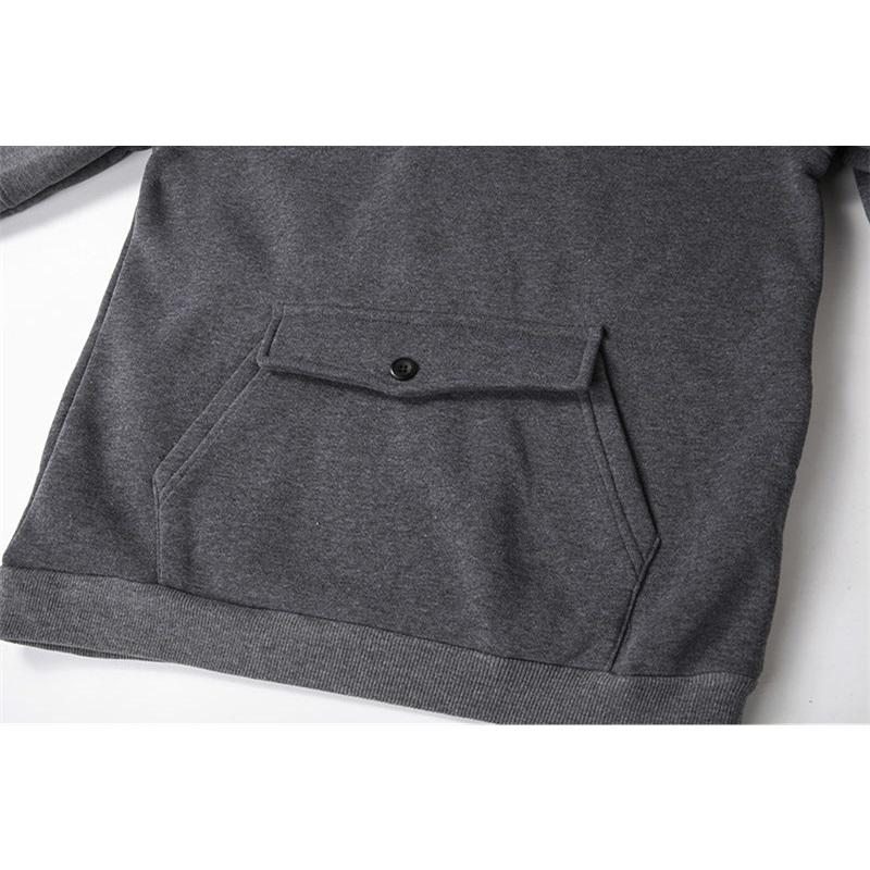 Fashion Winter Autumn Men's Casual Hoodie Big Pocket Solid Color Hooded Sweatshirt Sweatshirts Pullover Fleece Streetwear