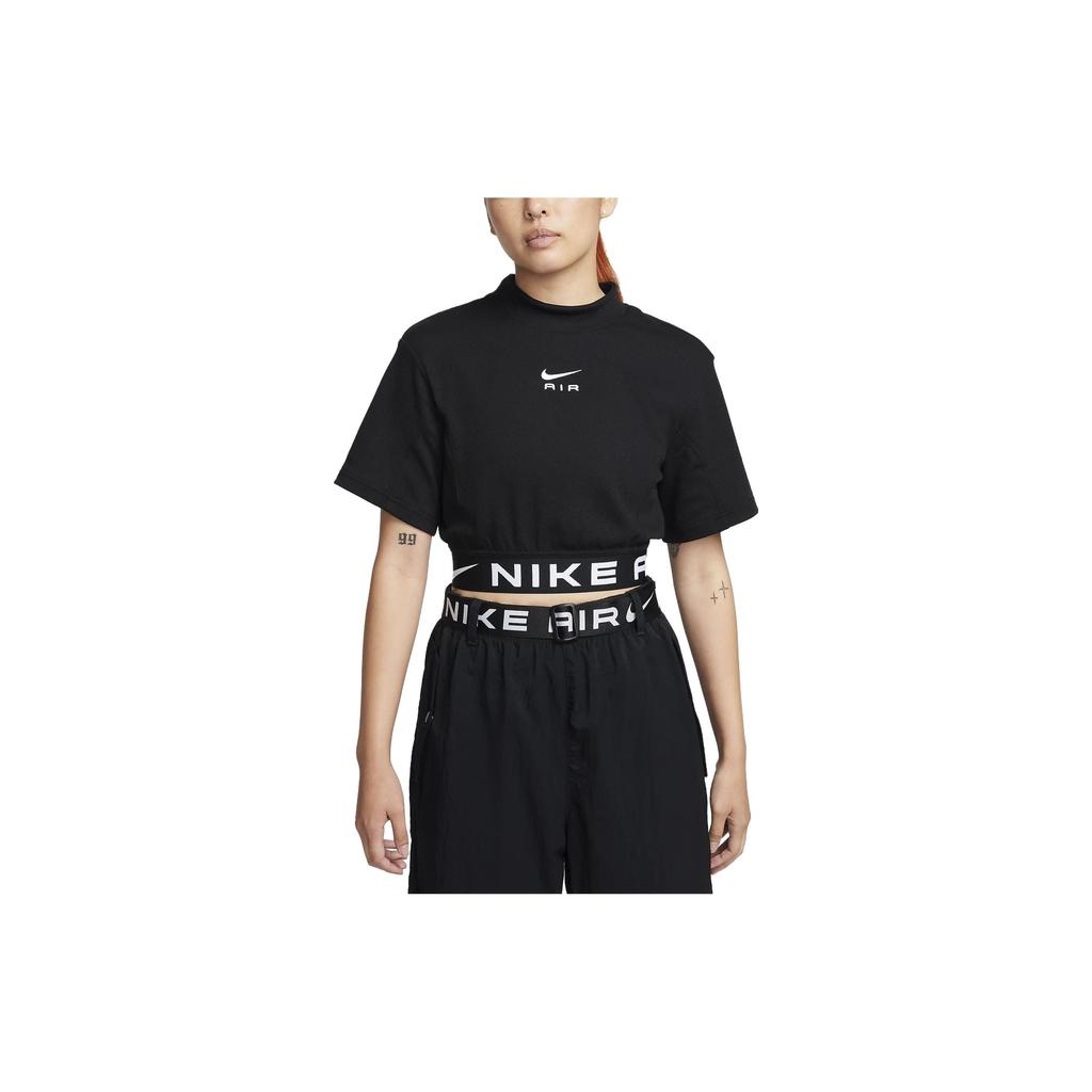 Nike Solid Color Letter Print Round Neck Short Sleeve T-Shirt Women Tops Black FB8247-010