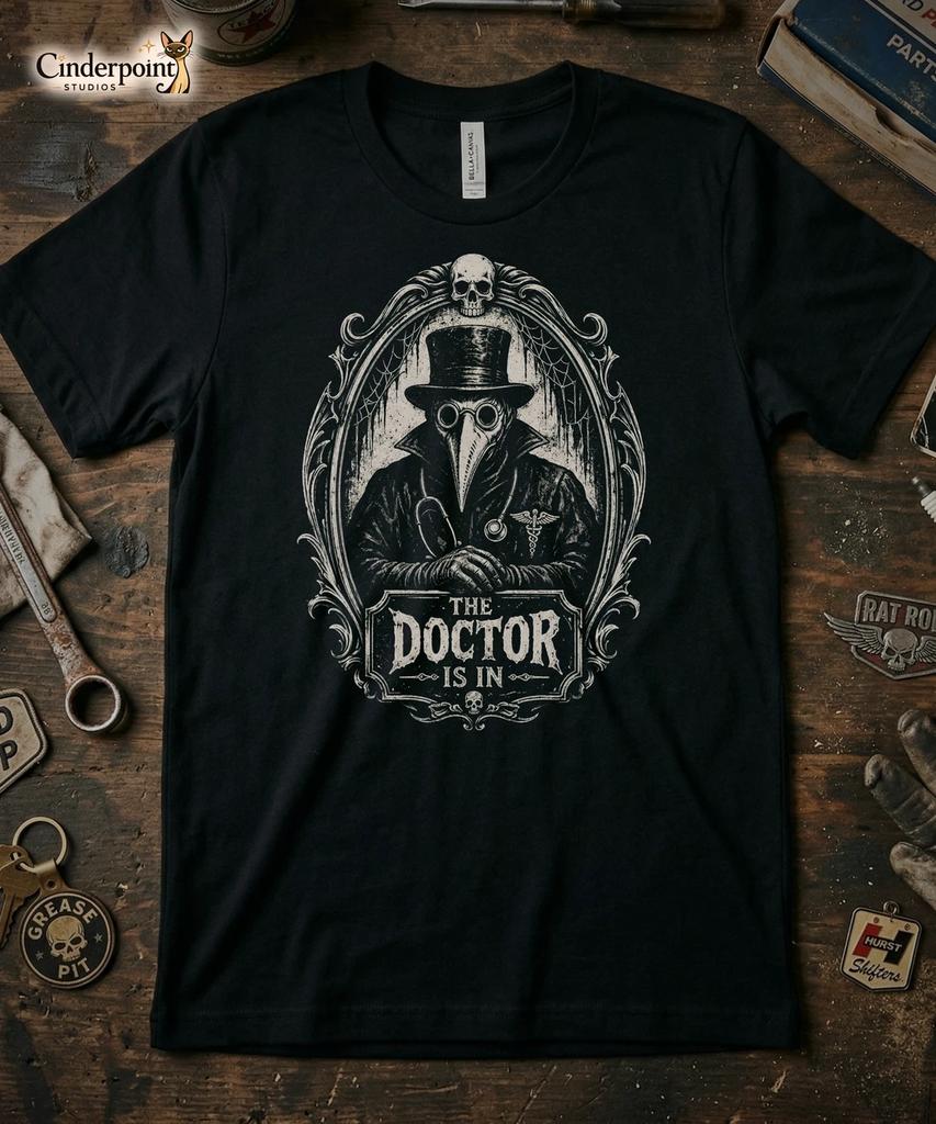The Doctor Is In T-Shirt - Creepy Plague Doctor - Gothic Dark Academia Tee XS-5X