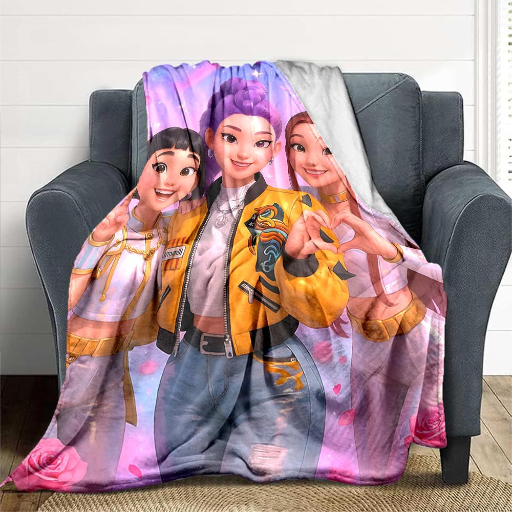 1PC K POP Demon Hunters, Huntrix Blanket, Throw For Sofa, Bed, Travel, Camping, Livingroom,