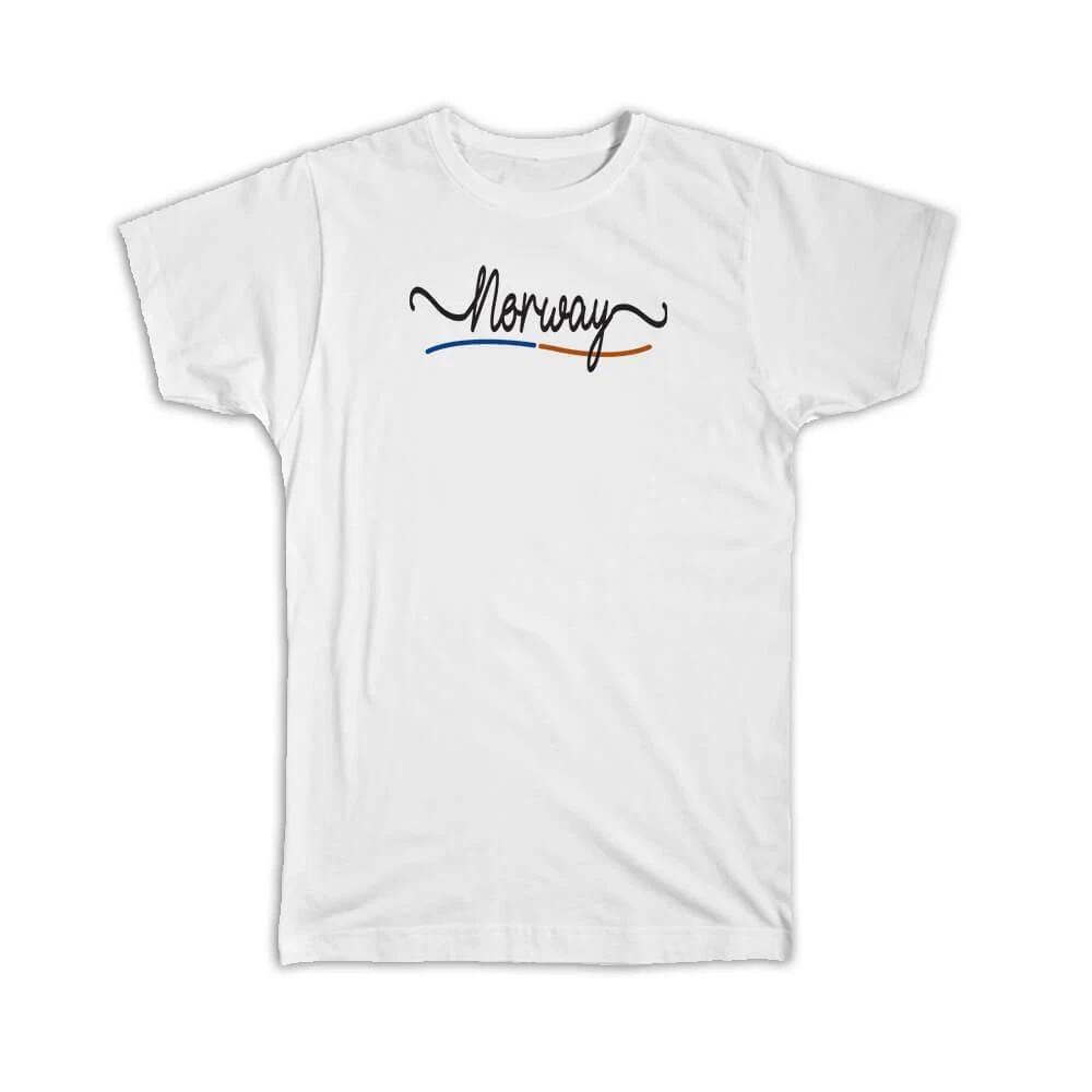 Gift T-Shirt : Norway Flag Colors Norwegian Travel Expat Country Minimalist 4XL
