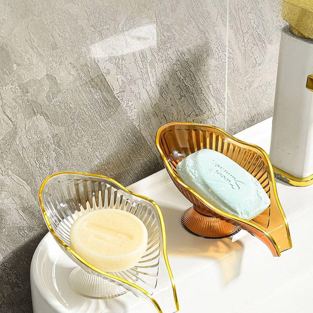 

No punching Soap Box Leaf Shape Soap Tray Portable Soap Holder Household white-no soap