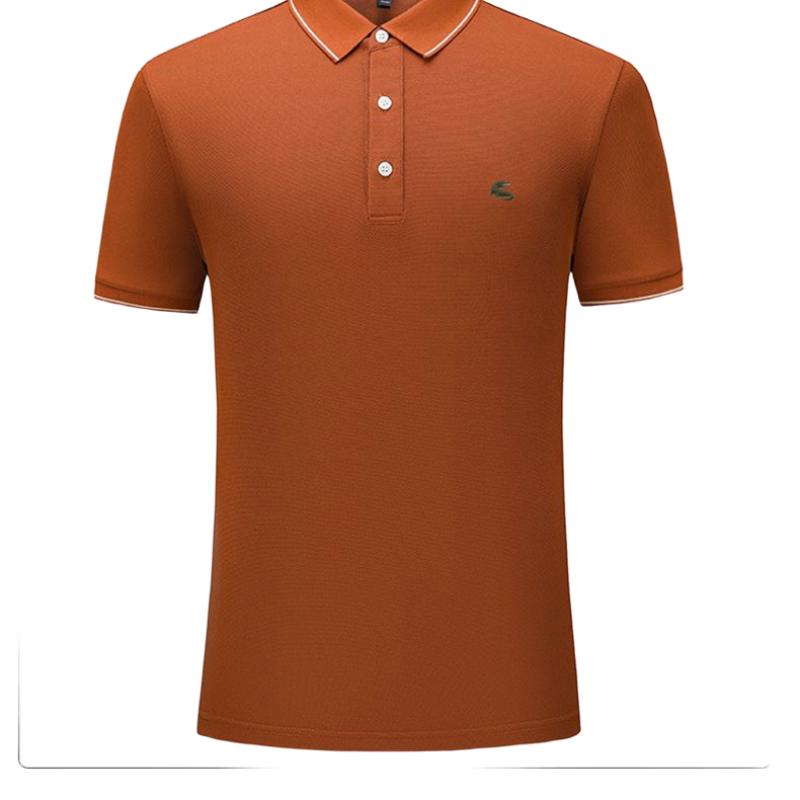 Men's Korean-Style Pullover Solid Color Polo Shirt Casual Lapel Embroidery Short-Sleeve Top