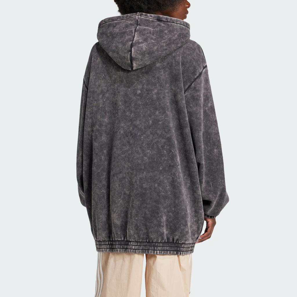 Adidas Originals Acid-Washed Oversized Zip Hoodie Women Hoodies Black JJ0331