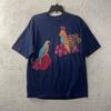 Hanes Mens T Shirt Blue Bird Hand Art Graphic XL Cototn Blend VTG 90S Crew Neck