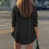 Women's Color Loose Fit Shirt Dress with Ruffle Hem for Casual Daily Wear