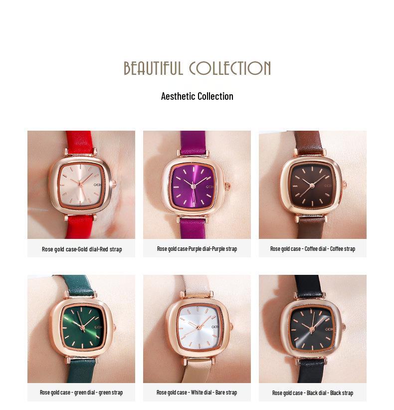 Gedi Retro Small Square Women's Waterproof Casual Watch