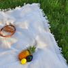 1Pcs Portable Cotton Blend Picnic Mat with Tassel for Outdoor Camping Dustproof Tablecloth Mat Soft Sofa Blankets Camping Parts