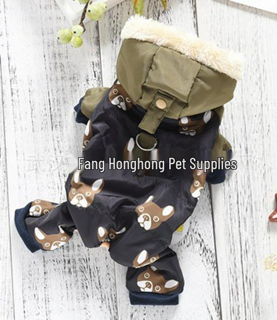 

In Stock: New French Bulldog Printed Cotton Four-Legged Dog Coat Large чорний