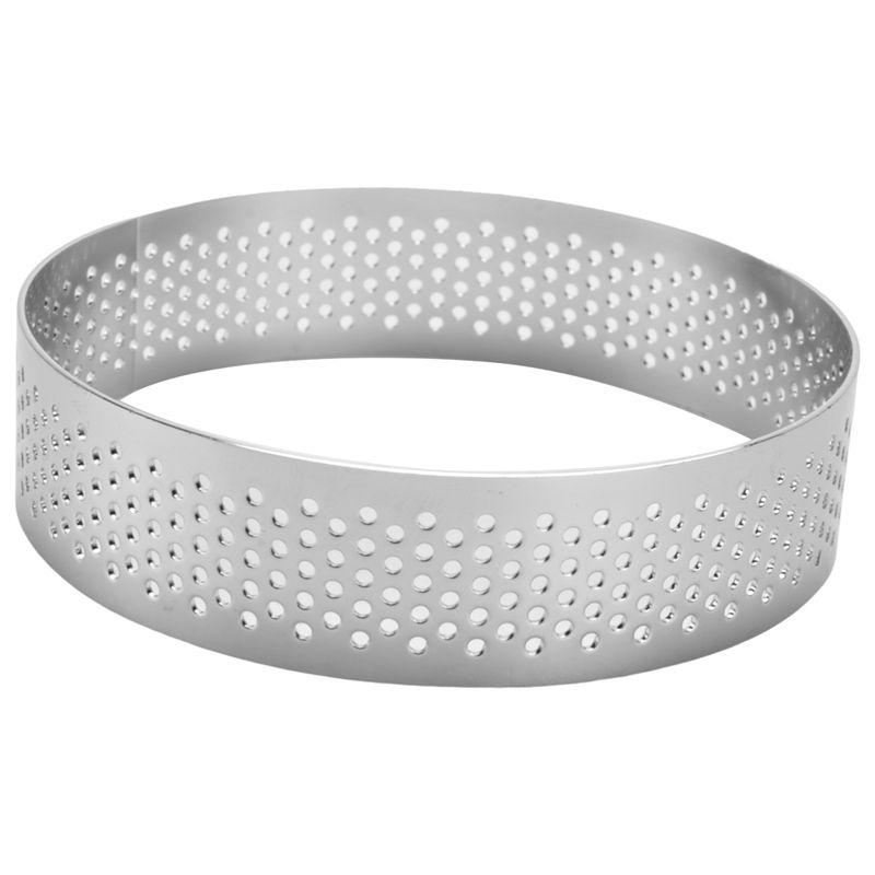 A84E-30 Pack Stainless Steel Tart Ring, Heat-Resistant Perforated Cake Mousse Ring, Round Ring Baking Doughnut Tools, 8Cm
