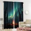 2pcs, 2D FLAT PRINTING Curtains (Without Rod) AuroraCampfire Chic Curtain Cloth Durable 100% Polyester Fabric Curtains Thermal
