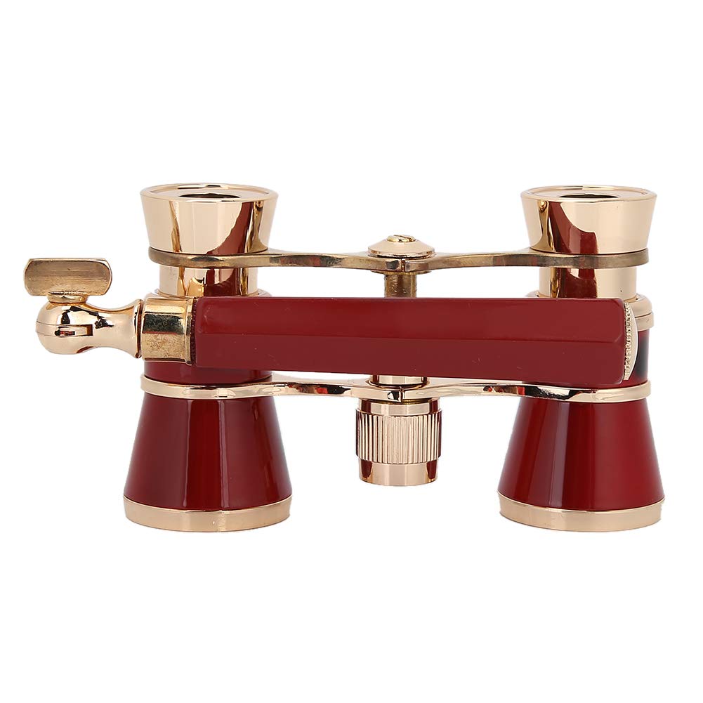 Opera Binoculars, 3x25 Central Focus Opera Glasses with BAK-7 Prism and Handles for Adults, Concerts, Theater, Opera, Children, and Women (Reddish