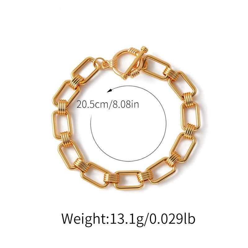Minimalist Gold Plated Color Retention Neutral Thick Chain Handmade Plain Bracelet