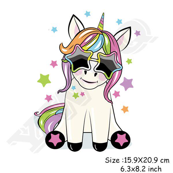 Flower Unicorn Stickers for Girls Boy Gift Badges Diy Accessory Heat Transfer Clothing Decor Patches