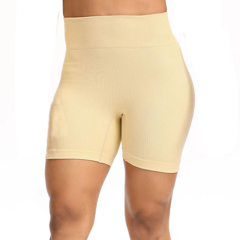 European & American Seamless Knitted Yoga Set: Peach Butt Sports Shorts & Short Sleeve Bra Vest for Summer Fitness