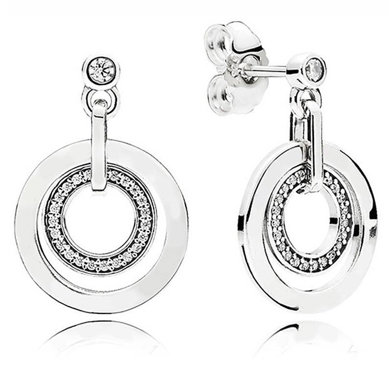 Boucles d'oreilles à tige en forme de cœur étincelant authentiques à main levée avec cristal pour femmes, en argent sterling 925, cadeau de mariage, bijoux de mode