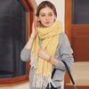 Solid Color Scarf Wavy Light Striped New Scarf Women's Winter Fresh and Sweet Macaron Monochrome Mid Length Scarf