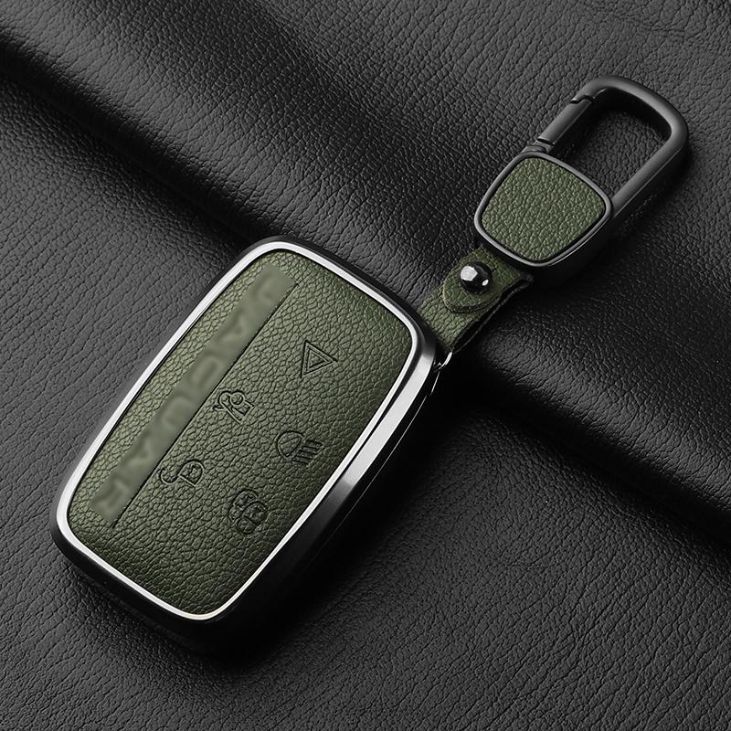 Aluminiumlegierung Ziegenleder Auto Schlüsselhülle Abdeckung für Jaguar JLR XF XJ XE XJL XFL I-PACE E-PACE F-Pace Auto Schlüsselhülle Schutz Fob