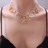 Bohemian Summer Beach Shell Collarbone Chain Niche Seaside Travel Imitation Starfish Conch Pendant Necklace