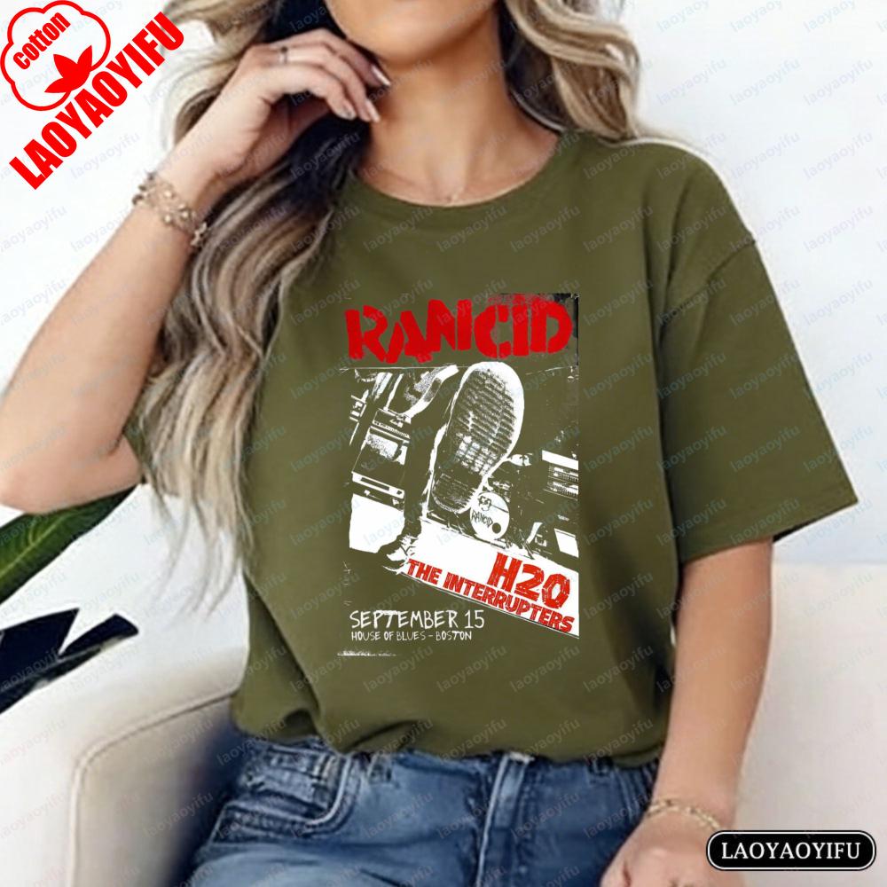 Rancid H2O The Interrupters Band Logo Print Casual Streetwear Unisex Cotton TShirt Summer Trendy Cool Y2k Tops for Women Unisex