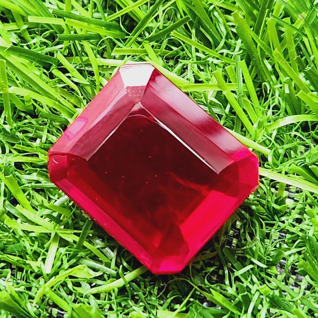 76.40 Ct Heated Ceylon Red Ruby Emerald Cut Faceted Loose Gemstone