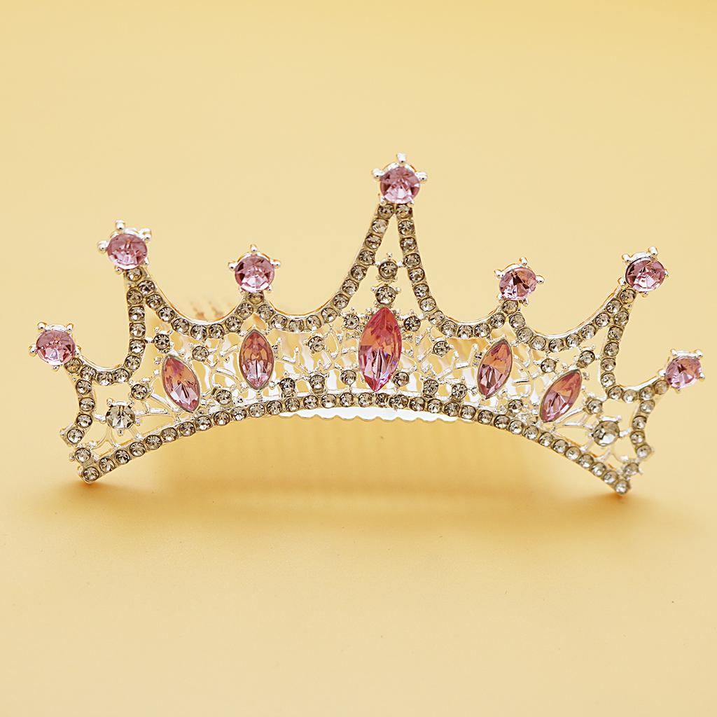Children's High End Crown Tiara Princess Rhinestone Crown Comb Little Girl Golden Hair Comb Korean High End Hairpin