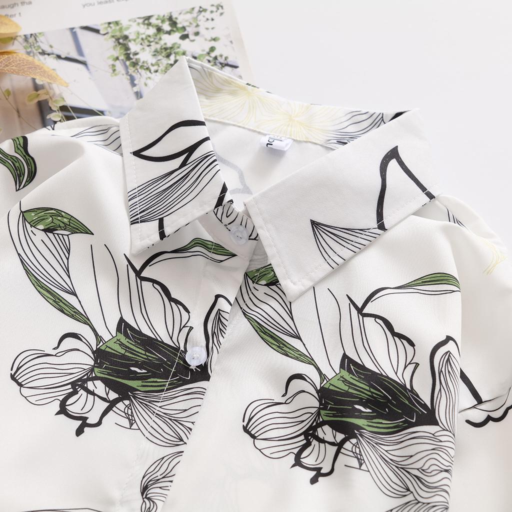 Dámská košile s květinovým potiskem, volným límcem a dlouhým rukávem, módní