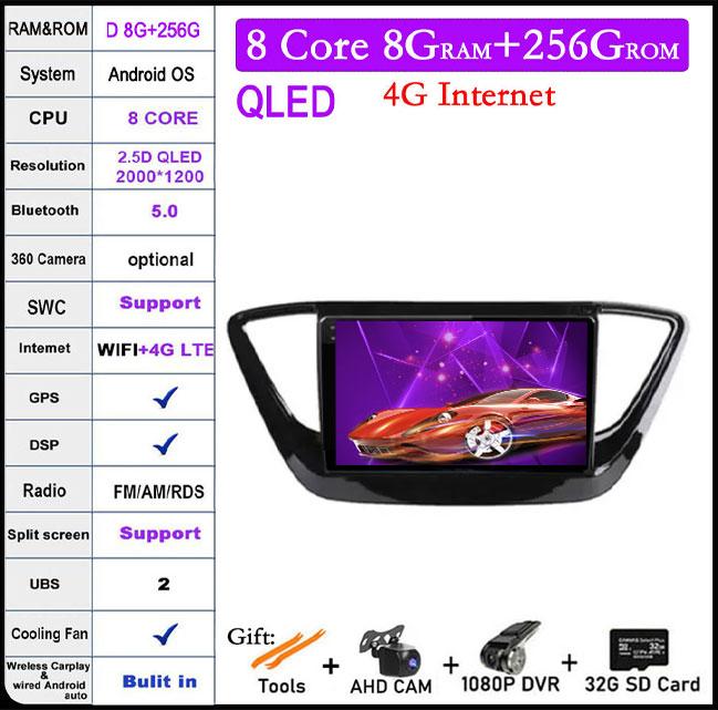 9 Lnch For Hyundai Solaris 2 2017 2018-2020 Android 14 Car Radio Video Multimedia Navigation GPS Stereo Screen Auto