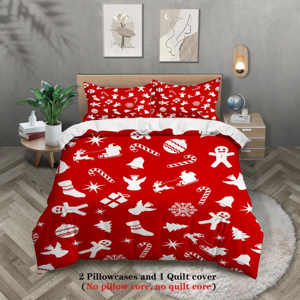 Christmas Bedding Set Single Twin Queen King Size Duvet Cover Set No Filling Christmas Gift For Home Decorations Gift