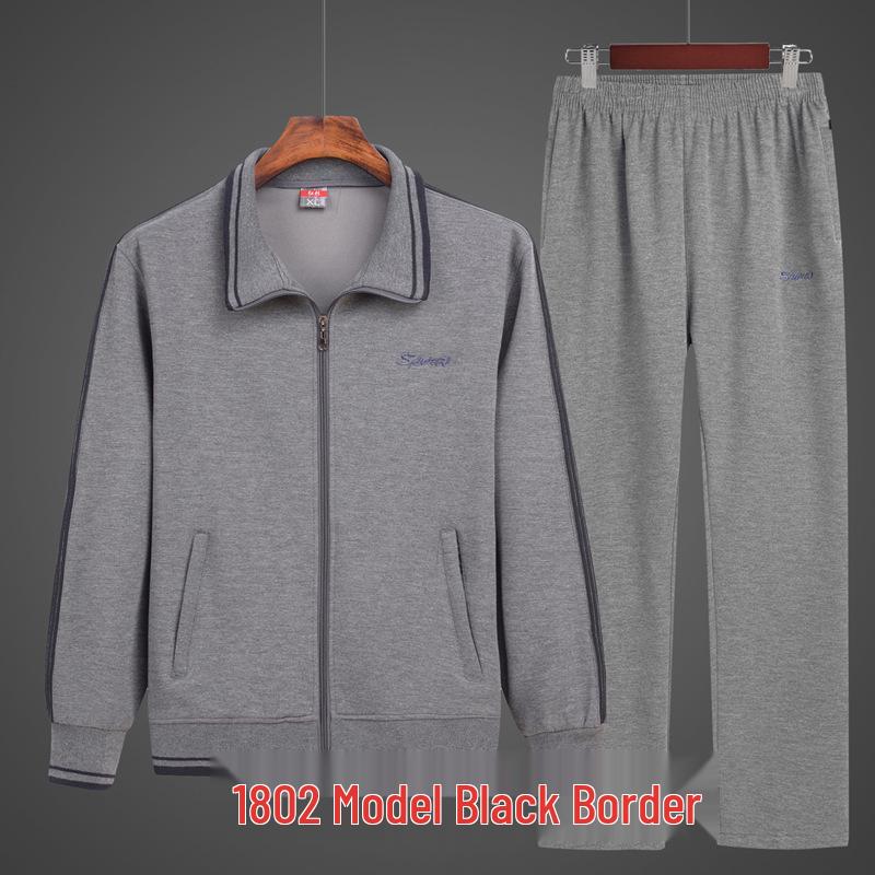Men's Spring and Autumn Sports Suit for Middle-aged and Elderly – Grandpa Casual Two-Piece Set