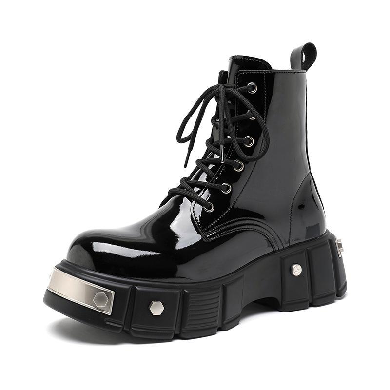 Wiosna 2024 Męskie Lakierowane Martensy - Modne, Pasujące do wszystkiego buty robocze w brytyjskim stylu, Modny design 33988-R.