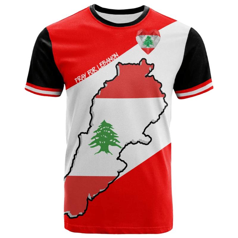 Libanon-Flagge Herren-T-Shirt mit Wald-Camouflage-Print, libanesisches Emblem, Sommerstraße, übergroße Mode, kurzärmelige Oberteile