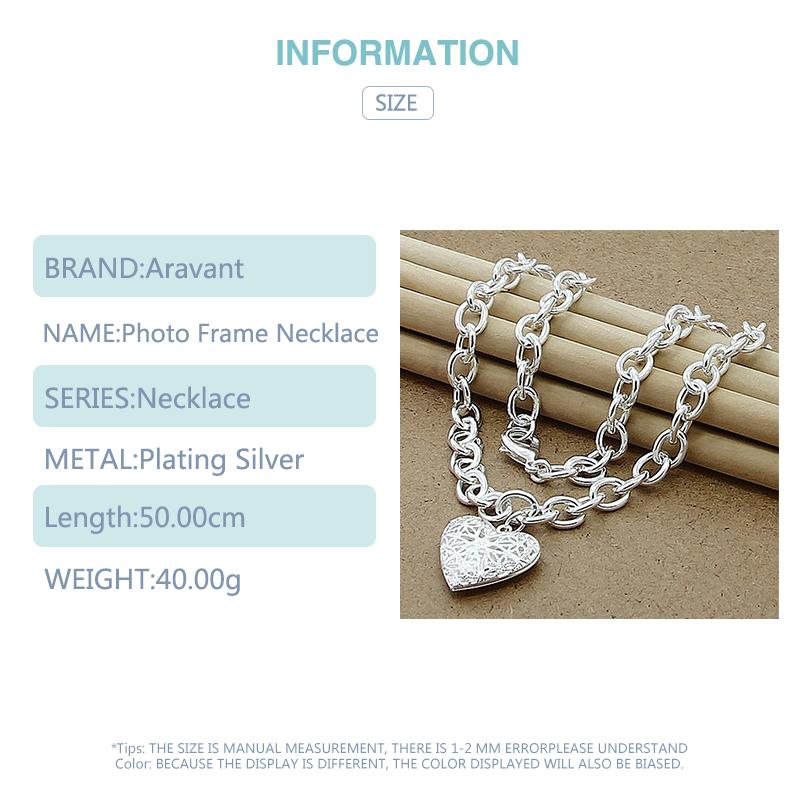 925 Gümüş Kalp Madalyon Fotoğraf Çerçevesi Kolye Kolye Kadın Erkek Moda Takı Aksesuarları