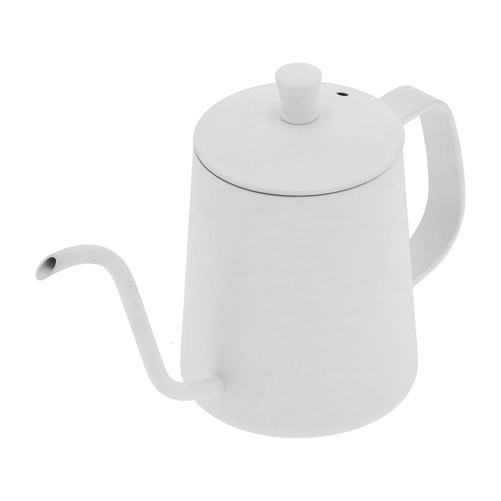 Gooseneck Coffee Pot, Drip Kettle, 350ml, Narrow-Mouth Stainless Steel, Coffee and Tea, Coffee Drip Pot (White)