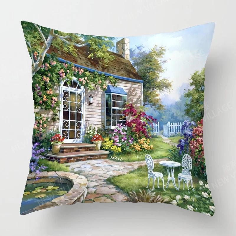 Heim Wohnzimmer Dekoration Kissenbezüge Vintage Ölmalerei Stil Wurfkissenbezug 45*45 Kissenbezug 40x40cm 50x50 45x45