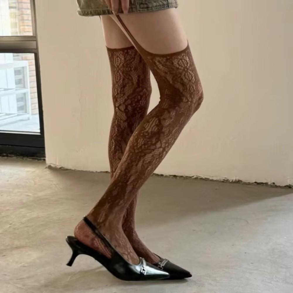 Lace Flower Mesh Pantyhose Hollow Out Fishnet Tights Sexy Suspender Stockings  Night Club