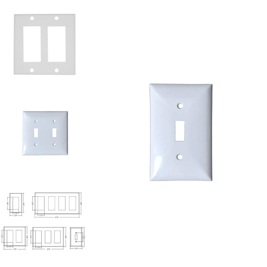 Sleek And Durable White Decorator Outlet Wall Plate Rocker Switch Cover For Home