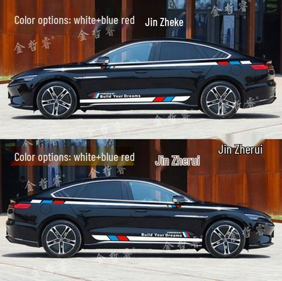 Samolepky na auto BYD Qin PLUS/Song PRO/Han Tang: Barevné pruhy na pas pro ozdobu těla