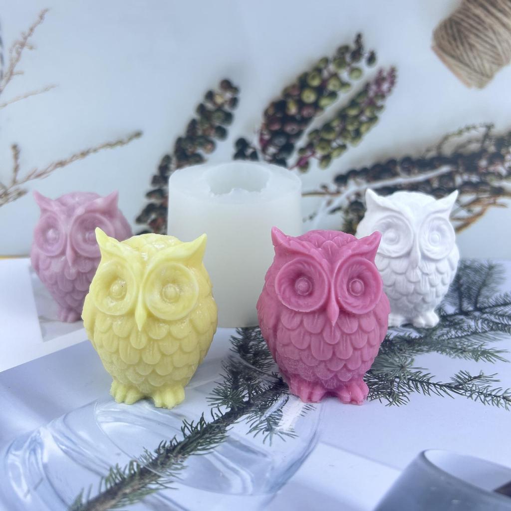 3D Owl Silicone Mold for DIY Candle, Plaster Ornament, Diffuser Stone, or Epoxy Creations