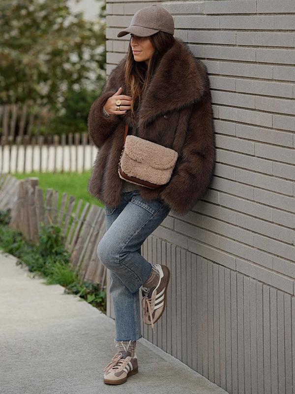 2024 Autumn/Winter Women's Loose Warm Faux Fur Coat